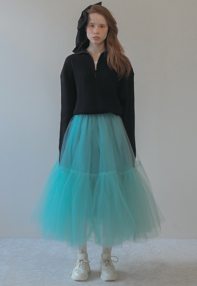 Dandelion tutu lace long skirt- smoky mink