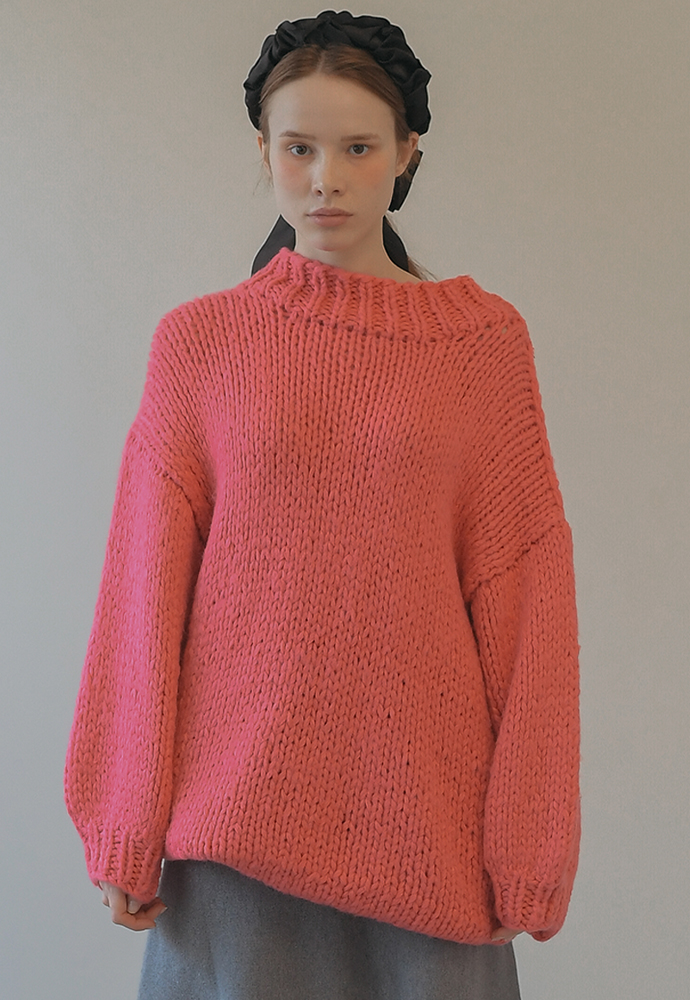 fluffy mohair wool blend handmade knit-mood pink